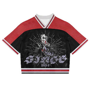 Vente en gros Streetwear Rétro Maillot de football américain Personnalisé T-shirt de football pour homme Maillot court en maille - Product Image 1