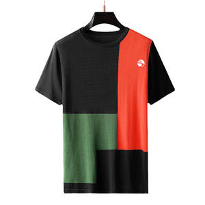 Nueva tendencia de moda suelta de verano, camiseta informal de manga cinco cuartos con costuras en contraste de Color, camiseta de manga corta para hombre - Product Image 1