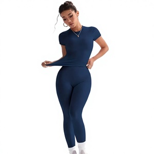 Conjunto Deportivo de Yoga para Mujer, Transpirable, de Manga Corta, Ecológico, de Secado Rápido, Cómodo, para Entrenamiento, Uso Diario y Fitness - Product Image 1