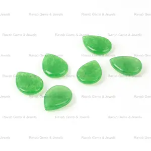 10x14mm Puffy Pear Shape Briolette High Quality Natural Polish Smooth Green Jade Calibrated Loose Gemstone For Making Jewelry