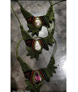 Corde confortable bijoux en forme ovale Labradorite gemmes macramé collier femmes mélanger couleur fil Boho Style macramé collier - Product Image 3