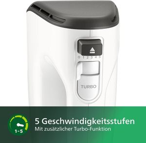 Philips Mixeur à main (450 W, 5 Vitesses Plus Turbo), Blanc - Product Image 4