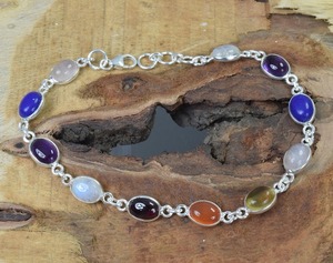 Boho Style 925 Sterling Silver Multi Stone <b>Gemstone</b> <b>Bracelet</b> Jewelry Handmade Silver <b>Bracelet</b> Jewelry For Women Wedding Gift - Product Image 2