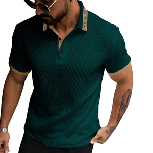 Camisa de Golf Texturizada para Hombre, Manga Corta, Lisa, Casual, Ajustada, con Cuello, Top de Verano, Servicio OEM, Jersey de Secado Rápido, Bloques de Color - Product Image 1