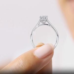 10k ovale coupe laboratoire créé diamant bague de fiançailles 6x8 bijoux en or blanc F couleur VS1 clarté bijoux IGI certificat - Product Image 6