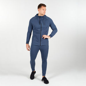 Jogging de sport d'hiver élégant pour hommes Survêtements de luxe XL de haute qualité avec veste à capuche à fermeture éclair Logo personnalisé Motif solide - Product Image 1