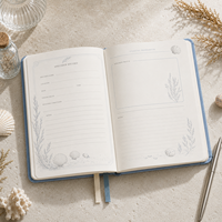 Carnet d'herbier côtier A5 personnalisé LABON, couverture rigide en lin bleu, pour l'étude, le bureau, cadeau, marque privée