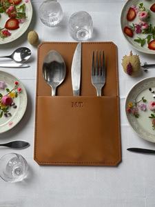 Porta Cubiertos de Cuero Genuino Plegable, Ecológico y de Lujo, Hecho a Mano, para Organizar la Vajilla de Restaurante, LCH-0033 - Product Image 2