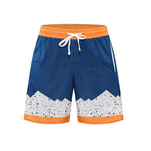 Shorts en maille pour hommes, mode estivale, impression par sublimation, taille élastique, shorts de basket-ball athlétiques en maille pour jeunes hommes, OEM - Product Image 1