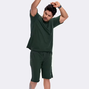 Custom High Quality T Shirt and Shorts Set Men's 100 Cotton Terry <b>Oversize</b> <b>Sweatpants</b> Luminous Stripe Tracksuit Printed - Product Image 2