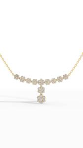 Flower Y Pendant Bridal Wedding Jewelry Exquisite 925 Sterling Silver Floral Cluster Drop <b>Necklace</b> Round Cut Simulated Diamond - Product Image 3