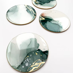 CAPACITÉ Dessous de verre en résine de luxe faits à la main Tampons carrés de couleur personnalisables pour ensemble de table de tapis de cuisine Meilleur prix - Product Image 1