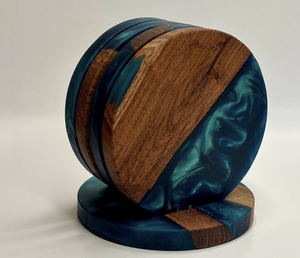 Sous-verres en bois et résine époxy, sous-verres en bois avec bord en résine pour boissons, café, thé - Product Image 1