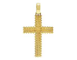 Moissanite diamante redondo en S925 plata esterlina chapado en oro estilo Hip Hop fiesta Cruz colgante para hombres y mujeres - Product Image 3