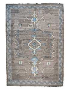 Tapis d'intérieur Oushak contemporain moderne, noué à la main en laine/soie, design turc original, taille personnalisée, motif abstrait, lavable - Product Image 6