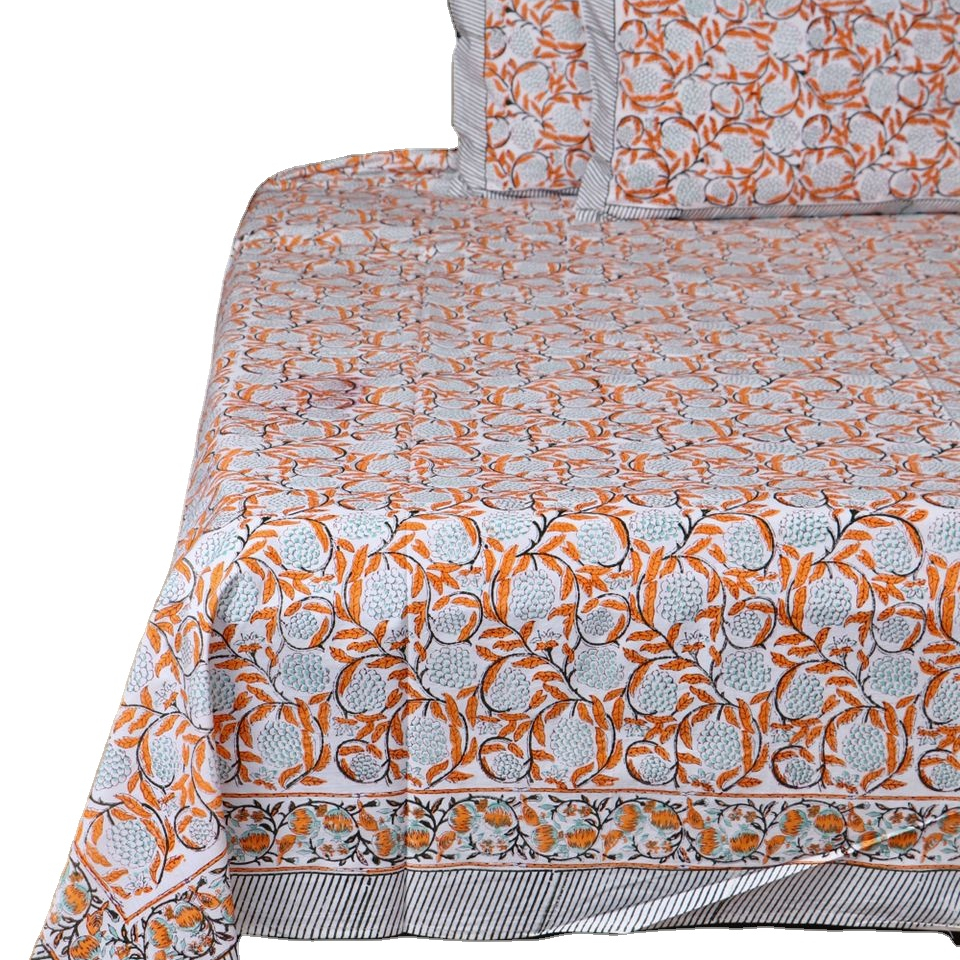 Низкая цена, индийские простыни ручной работы из чистого хлопка с принтом санганери, простыни с наволочкой