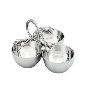 Ensemble de 3 bols de service uniques pour la maison, l'hôtel et le restaurant, bols de service et de présentation, finition argentée, bols de service en métal de forme ronde - Product Image 2