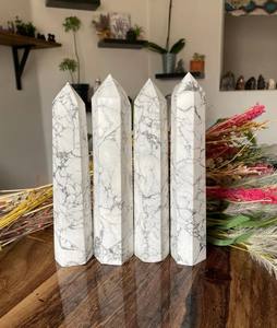 Large White Howlite <b>Crystal</b> Tower High Quality Natural Healing Gemstone Carved Fairy <b>Wand</b> for Home Decoration Feng Shui Engraved - Product Image 6