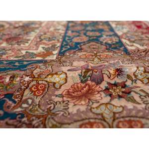 Tapis en soie noué à la main Gulmarg, rouge et orange, motif médaillon Tabriz, styles rectangulaires pour la maison, design classique rectangulaire 9x12 pour le salon - Product Image 3