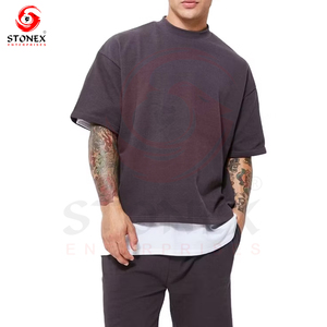 Chất Lượng Cao Bán Buôn 100% Cotton Tùy Chỉnh In Ấn Heavyweight Áo Thun Đường Phố Mặc Unisex Drop Shoulder Áo Sơ Mi Nam - Product Image 2