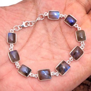 Llamativa pulsera de declaración de piedras preciosas de labradorita de 7,5 pulgadas hecha a mano joyería de plata de ley 925 para cualquier gran idea de regalo. - Product Image 4