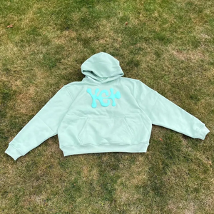 Sudadera con capucha recortada de algodón 100% de muestra gratis OEM para hombre, estampado de hojaldre, patrón 3D, forro polar sólido de gran tamaño para invierno - Product Image 1