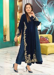 New Indian/pakistani Embroidery Work on Long Kurta & <b>Pant</b> Dress with Crystal Glass Beads,stone,dabka Work for Party-wear@2024 - Product Image 2