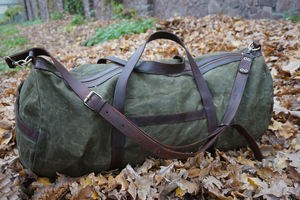 กระเป๋าทรงดัฟเฟิลกันน้ำสำหรับผู้ชาย, กระเป๋าผ้าใบหนังเคลือบแวกซ์ใช้ได้ทั้งชายและ LCRG-0023มีซิปกันน้ำเหมาะสำหรับใช้ในยิมเดินทางของขวัญ - Product Image 4