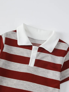 Polos rayés pour garçons, 3 pièces, printemps/été, manches courtes, tissu pour l'école et les activités de plein air pour les enfants. - Product Image 3