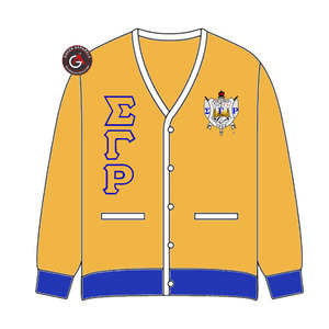 Cárdigans Acrílicos Bordados de la Hermandad Sigma Gamma Rho para Mujer |   Suéter Cárdigan Personalizado Bordado de la Hermandad SGRho para Mujer - Product Image 2