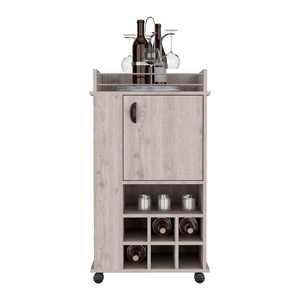 Fraser Holz-und Metall barwagen mit sechs eingebauten Wein regalen und Rollen - Product Image 5