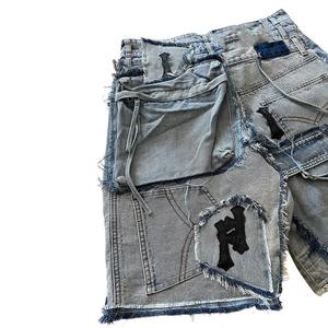 Custom Streetwear Men's <b>Jeans</b> <b>Shorts</b> Low Moq <b>High</b> <b>Waist</b> Fringe Street Wear Denim <b>Shorts</b> for Men - Product Image 4