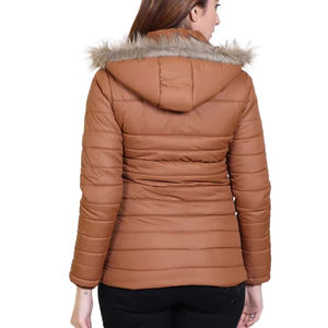 Chaqueta Acolchada de Burbujas para Mujer, Color Marrón Personalizable 2025, Tejido Transpirable, Manga Larga, Relleno de Poliéster, Impermeable, con Cierre - Product Image 4