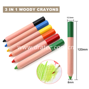 Crayons de couleur 3 en 1 de grande taille en bois FSC Dratec, 12 crayons de cire colorés en bois, ensemble de 12 couleurs pour enfants - Product Image 2