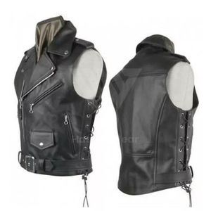 Haute qualité hommes en cuir véritable Biker gilet en cuir lourd Rocker Biker gilet moto hommes gilet - Product Image 1