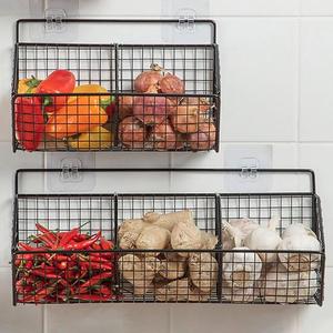 Best Wall Mountable Iron Wire <b>Basket</b> with Hooks for Kitchen and Garage Storage Available for Sale - Product Image 6