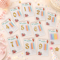 Bougies d'anniversaire numérotées 0-9 avec bougies spirales macaron et ensemble de décorations de gâteau à paillettes dorées pour fête d'anniversaire, vente en gros