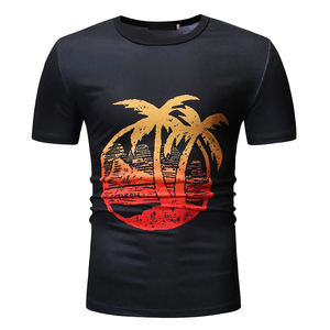 T-shirt à col rond en coton uni pour homme, haut respirant et de haute qualité, avec impression personnalisée à 2023 - Product Image 3