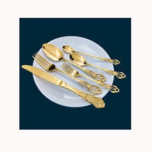 Artículos de latón Mango creativo Juego de cubiertos reales pulidos en oro Diseñador Personalizar Cuchillo y tenedor Juego de cucharas - Product Image 1