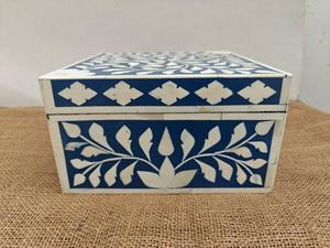 Calidad Premium Perfect Blue Bone Inlay Jewelry Bone Inlay Box Paquete de joyería Cajas de anillos personalizadas Joyero BY HF CRAFTS - Product Image 5