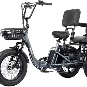 Tricycle électrique pliable pour adultes, disponible en stock, 2 places, 22 MPH, 100 miles d'autonomie, pneus larges, batterie au lithium, 7 vitesses, 1200 Wh - Product Image 1
