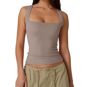 Camiseta sin mangas para mujer, versátil, de algodón, transpirable, tejida, para yoga, gimnasio, con textura acanalada. - Product Image 3