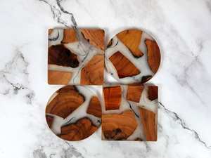 Eco-Friendly Wooden Resin <b>Coasters</b>, Handmade Stone <b>Drink</b> <b>Coasters</b> Perfect for B2B Bulk Orders and International Retailers - Product Image 5