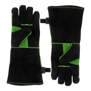 Venta al por mayor personalizado OEM Logo negro cuero de vaca Split guantes resistentes al fuego soldadura mano guantes de seguridad - Product Image 4