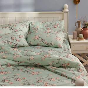 ผ้าปูที่นอนคู่แบบดั้งเดิมในขนาดคิงไซส์แบบข้อต่อฟรีไซส์108x108นิ้วผ้าฝ้ายทอลายทแยงสีชมพูลายดอกไม้หลากสี - Product Image 6