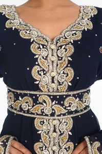 Black Embroidered Georgette Islamic <b>Kaftan</b> - Product Image 3