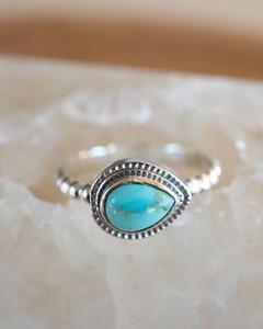 Everyday Blue <b>Turquoise</b> <b>Ring</b> Delicate 925 Sterling Silver Handmade December Birthstone Boho Gift For Her Jewelry Idea Hippie - Product Image 1