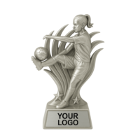 Trophée de football personnalisé WeiVista en résine, peint à la main, avec figurine de joueur féminin, logo gravé, cadeau idéal