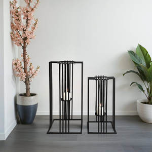 New Arrival Handmade <b>Metal</b> <b>Lanterns</b> with Customized Size for Home Decor Iron Glass Material Garden Decor at Wholesale Rate S/2 - Product Image 1