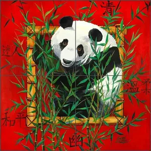 Susan Libby Bear Art Cerámica Mural Azulejo Backsplash SLA016 Murales de pared Estilo Panda - Product Image 1